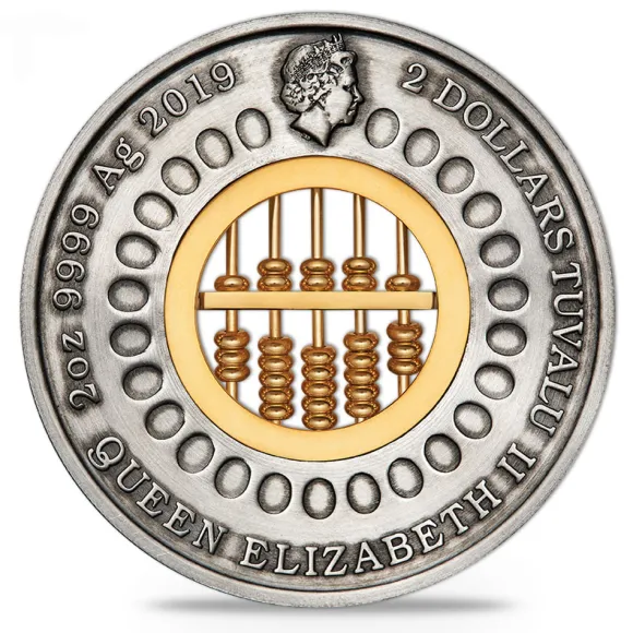 Abacus 2 Oz Silber Antik Finish 2019*