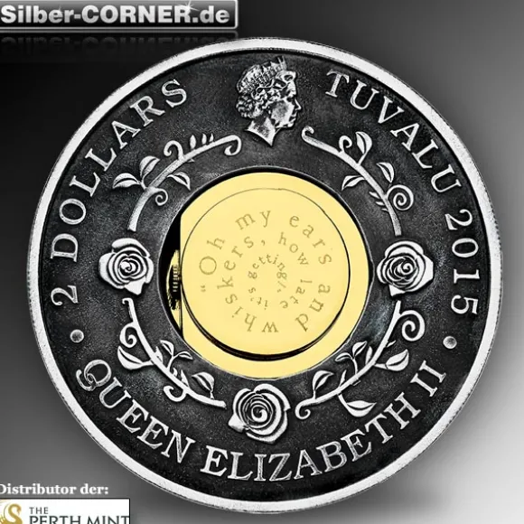 Alice im Wunderland 2 Oz Silber Antique inklusive Uhr*