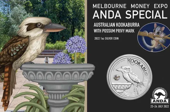 Anda Melbourne - Kookaburra 1 Oz Silber Privy Mark Possum 2022 im Blister*