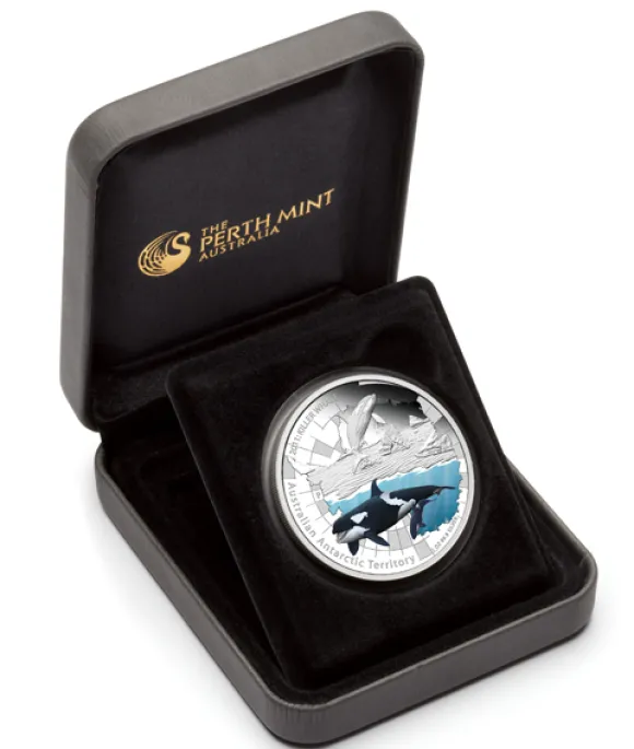 Antarctic Territory . Killer Whale - 1 Oz Silber Proof 2011 +Box +COA*