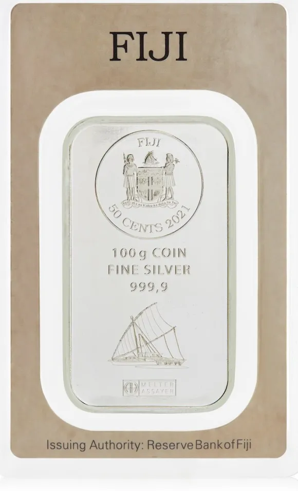 Argor Heraeus Fiji 100 Gramm Münzbarren Silber*