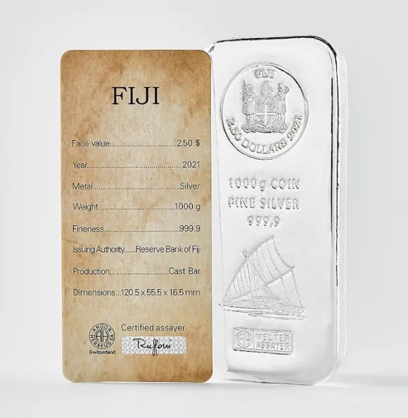 Argor-Heraeus Fiji 1 KG Münzbarren Silber verschiedene Jahrgänge*