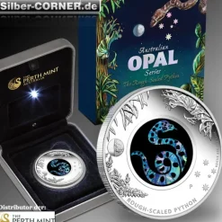 Austraian Opal Series - Python 1 OZ Silber Proof 2015 +Box +COA *