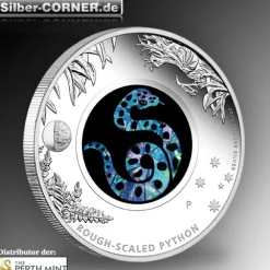Austraian Opal Series - Python 1 OZ Silber Proof 2015 +Box +COA *