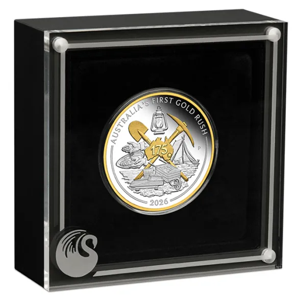 Australian First Gold Rush 175 Jahre - 1 Oz Silber vergoldet Proof 2026 +Box + Zertifikat*