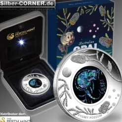 Australian Opal Pygmy Possum 1 Oz Silber Proof + Box + CoA *