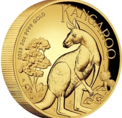Australien Känguru - High Relief - 2 Unzen Gold 2023 +Box +COA