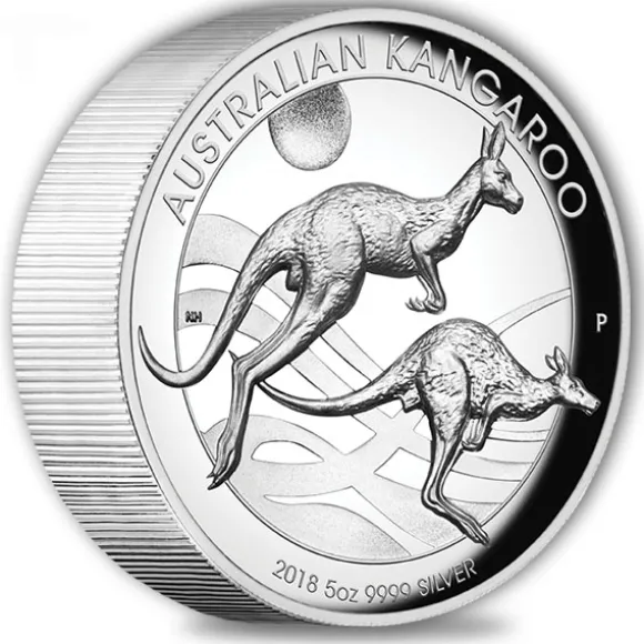 Australien Känguru 5 Oz Silber High Relief 2018 +Box + COA*