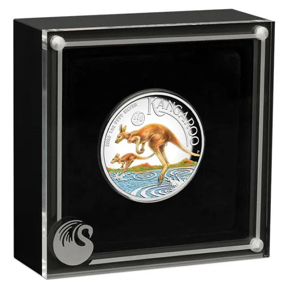 Australien Känguru 1 Oz Silber Proof High Relief farbig 2026 + Box + COA