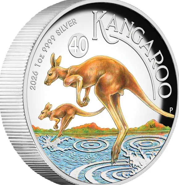 Australien Känguru 1 Oz Silber Proof High Relief farbig 2026 + Box + COA