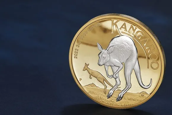 Australien Känguru 2 Unzen Silber Reverse Gilded + Box + COA (Umverpackung beschädigt !! )*