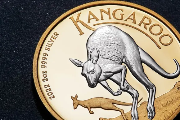 Australien Känguru 2 Unzen Silber Reverse Gilded + Box + COA (Umverpackung beschädigt !! )*