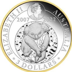 Australien Koala 3 Oz Silber vergoldet 15th Anniversary 2022 +Box +COA*