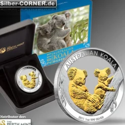 Australien Koala 1 Unze Silber - vergoldet - 2011 +Box +COA*