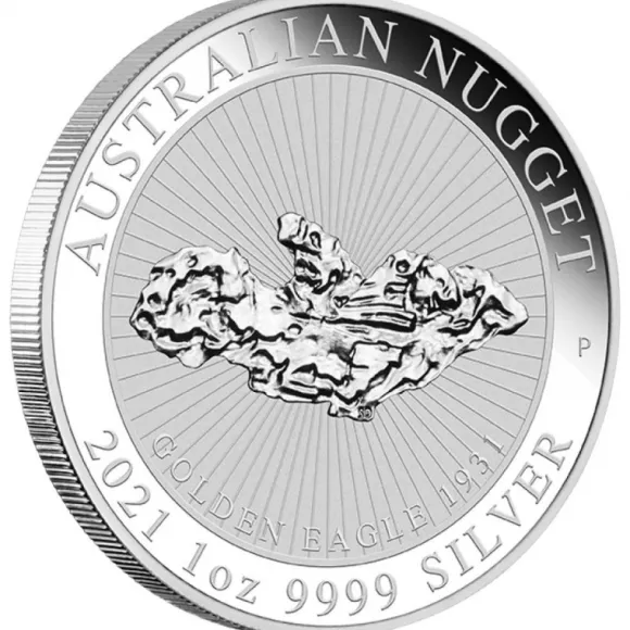 Australien Nugget - Golden Eagle - 1 Oz Silber 2021*