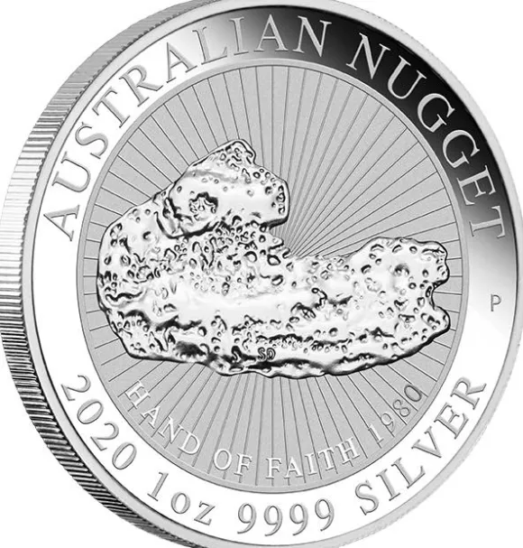 Australien Nugget - Hand of Faith - 1 Oz Silber 2020 *