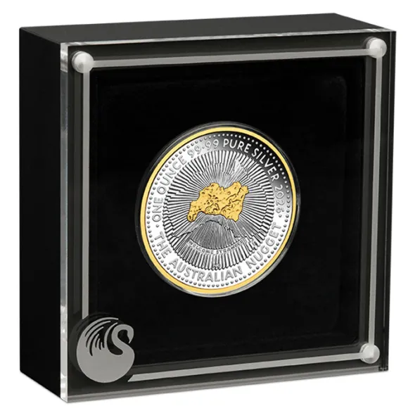 Australien Nugget 40 Jahre 1 Unze Silber vergoldet Proof 2026 +Box +COA