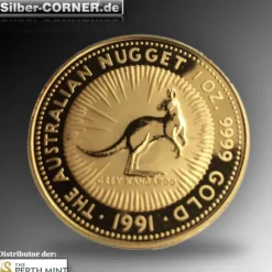 Australien Nugget / Känguru 1 Oz Gold 1991