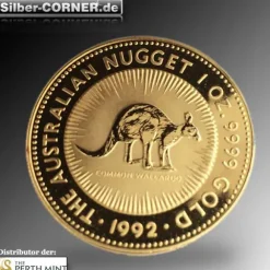 Australien Nugget / Känguru 1 Oz Gold 1992