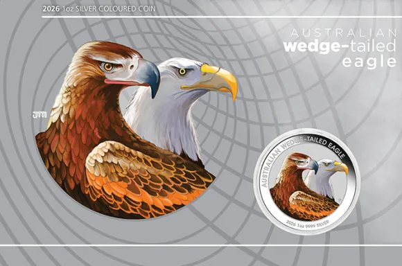 Australien Wedge Tailed Eagle 1 Oz Silber farbig 2026 im Blister