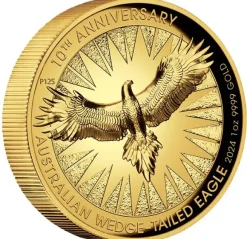 Australien Wedge Tailed Eagle 1 Oz Gold High Relief 2024 +Box +COA