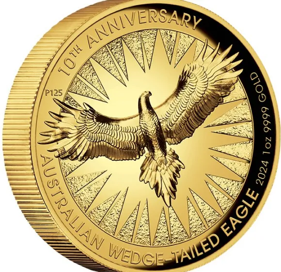 Australien Wedge Tailed Eagle 1 Oz Gold High Relief 2024 +Box +COA