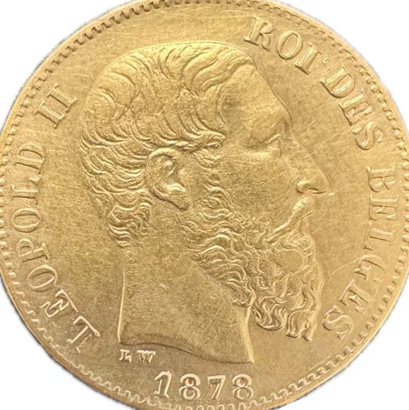 Belgien Leopold II. 20 Francs Goldmünze