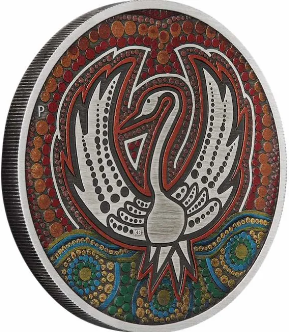 Black Swan Maali 2 Oz Silber Antik Farbig 2022 +Box +COA*