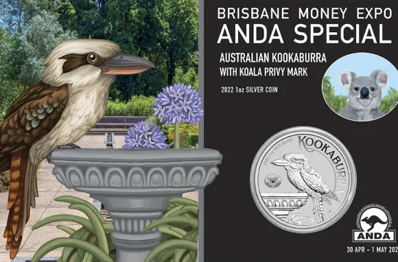 Brisbane Special - Kookaburra 1 Oz Silber Privy Mark Koala im Blister 2022*