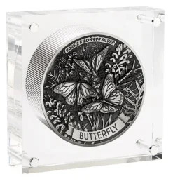 Butterfly 2 KG Silber Antik Finish 2025 +Box +COA