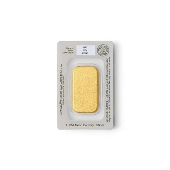 C. Hafner 100 Gramm Goldbarren gegossen