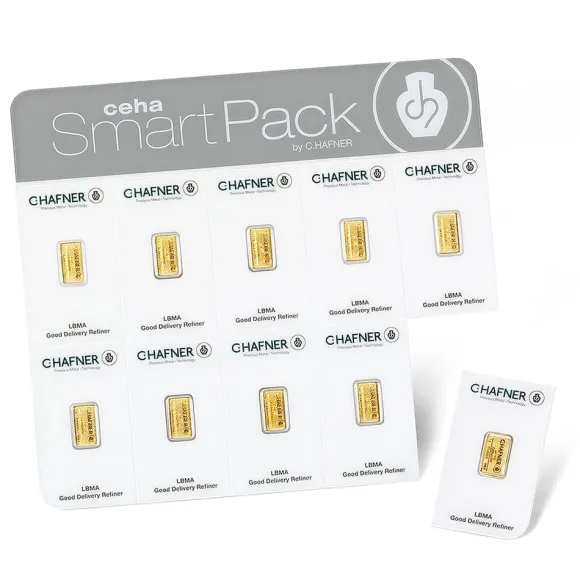 C. Hafner SmartPack 10 x 1 Gramm Goldbarren - CEHA -
