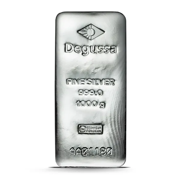 Degussa 1 Kilogramm Silberbarren gegossen