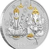 Diwali 1 Unze Silber 2021 - vergoldet - Box +COA*