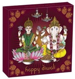Diwali 1 Unze Silber 2021 - vergoldet - Box +COA*
