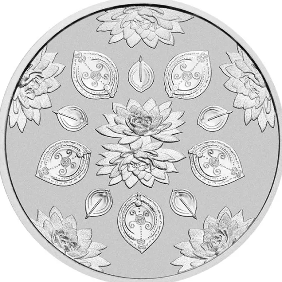 Diwali 1 Unze Silber 2021 - vergoldet - Box +COA*