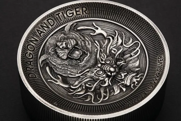 Drache & Tiger High Relief 2 KG Silber 2022 + Box +Zertifikat*