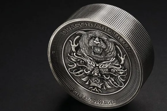 Drache & Tiger High Relief 2 KG Silber 2022 + Box +Zertifikat*