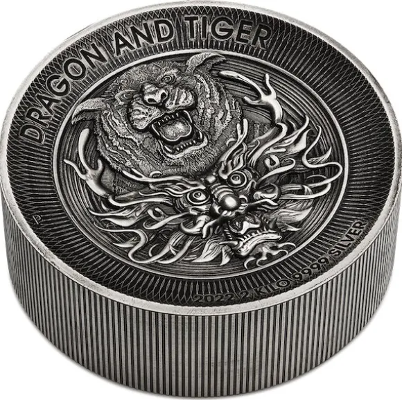 Drache & Tiger High Relief 2 KG Silber 2022 + Box +Zertifikat*