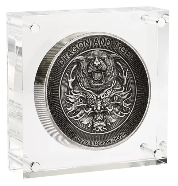 Drache & Tiger High Relief 2 KG Silber 2022 + Box +Zertifikat*
