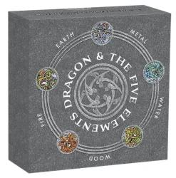 Dragon and the five elements 5 Oz Silber Antik Finish +Box +COA*