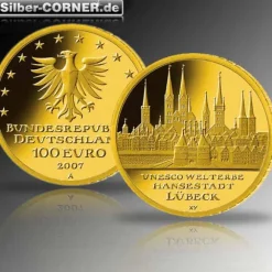 100 Euro - Lübeck - Goldmünze 2007 +Box +COA