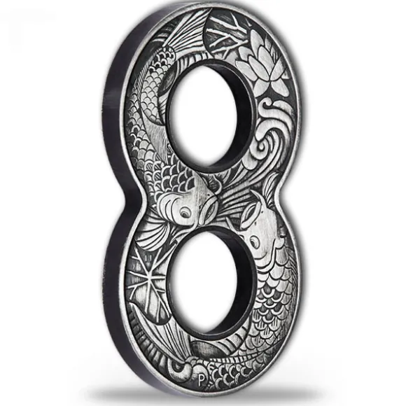 Figure Eight - Koi Fish - 2 Unzen Silber Antik Finish 2019*