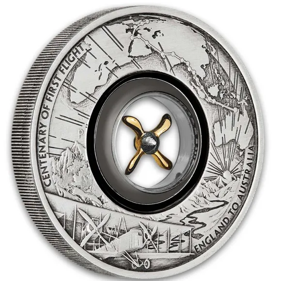 First Flight Eng to Aus 2 oz Antik Silber 2019*