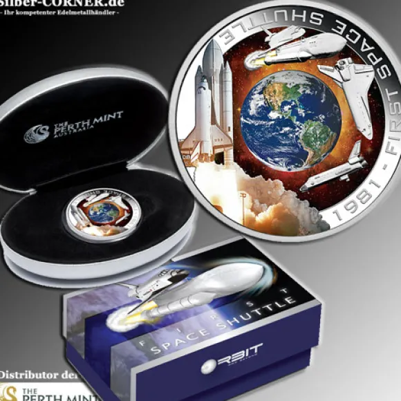 First Space Shuttle 1 Unze Silber Proof 2010 +Box +COA*