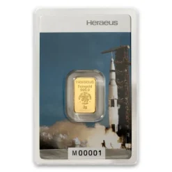 2 Gramm Goldbarren Mondlandung Heraeus