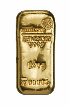 250 Gramm Goldbarren Umicore gegossen