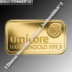 1 Gramm Goldbarren verschiedene Hersteller