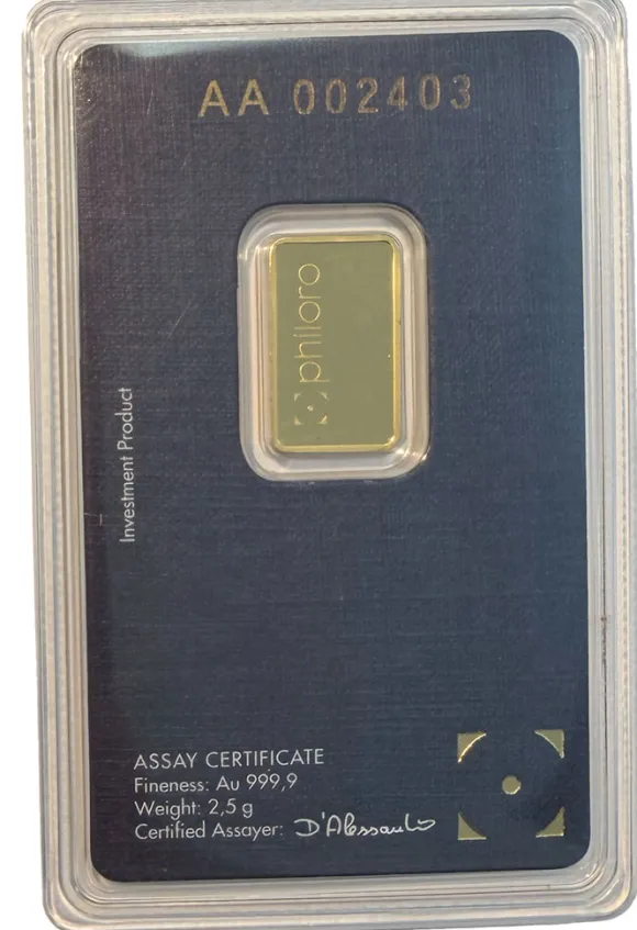 2.5 Gramm Goldbarren vershiedene Hertsteller (LBMA)