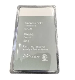 50 Gramm Heraeus gegossen Goldbarren